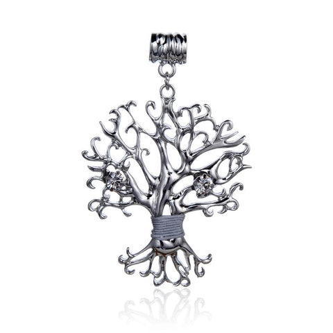 CZ Cubic Zirconia Tree of Life Shape Pendant 2 Inch Long