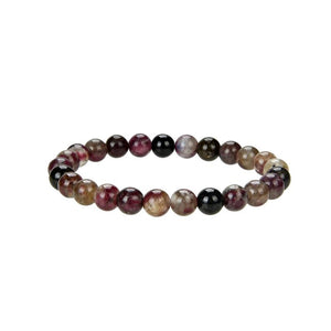 Natural Multi-Color Tourmaline Beaded Bracelet, Round Shape 8 mm Tourmaline Beaded Bracelet