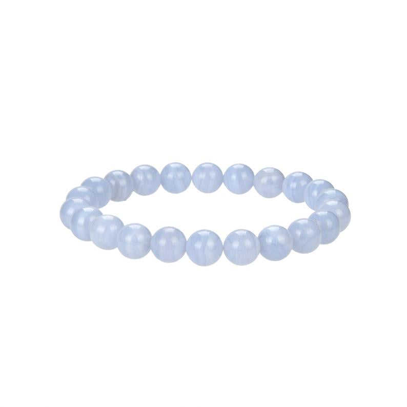 Natural Blue Lace Agate Beaded Bracelet, Agate 8 mm Round Beaded Bracelet