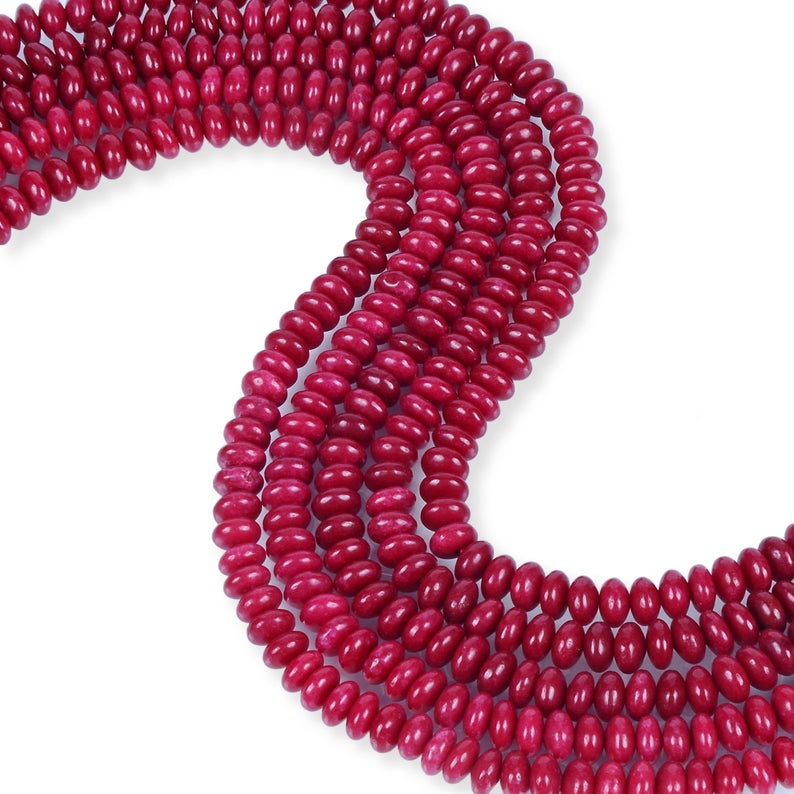 Natural Ruby Jade Beads, Ruby Jade 8 mm Smooth Beads, Roundelle Shape Ruby Jade Beads