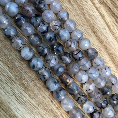 Natural Spider Web Agate Beads, Agate Faceted 8 mm Beads, Round Shape Agate Beads