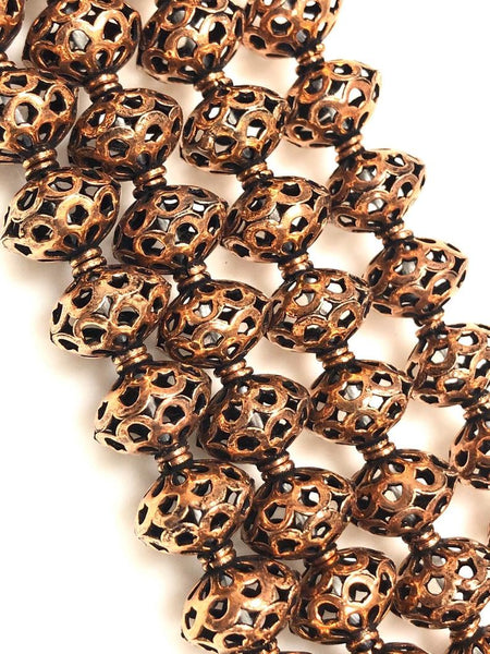 Solid Copper Bali Style Spacer Beads, Solid Copper Beads 25 Pcs