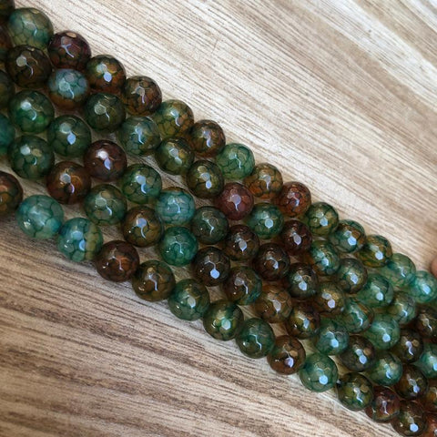 Natural Green Crackle Agate Round Shape Beads, Crackle Agate 8 mm Beads