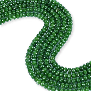 Natural Emerald Jade Beads, Roundelle Shape Beads, 8 mm Faceted Beads