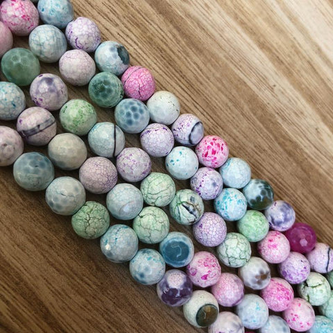 Natural Crack Agate Pastel Beads, Crack Agate 8 mm Round Shape Beads