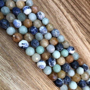 Natural Mix Agate Beads, Agate Round Shape Beads, Agate Faceted 8 mm Beads