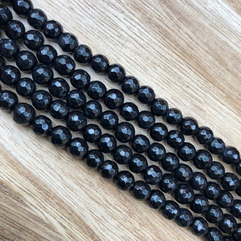 Natural Black Agate Smooth Beads, Agate 8 mm Round Shape Faceted Beads