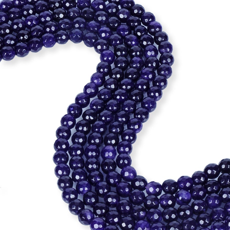 Natural Dark Purple Agate Beads, Agate Faceted Beads, 8 mm Agate Roundelle Shape Beads