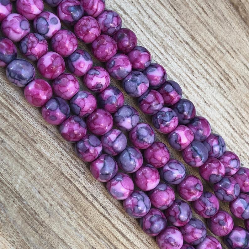 Natural Rain Jasper Beads, Smooth Round Shape Beads, Jasper 8 mm Beads