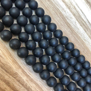 Natural Black Matte Agate Beads, Agate 10 mm Round Shape Smooth Beads