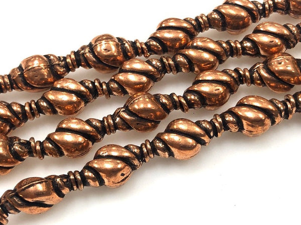 Solid Copper Bali Style Spacer Beads, Handmade Copper Beads 25 Pcs