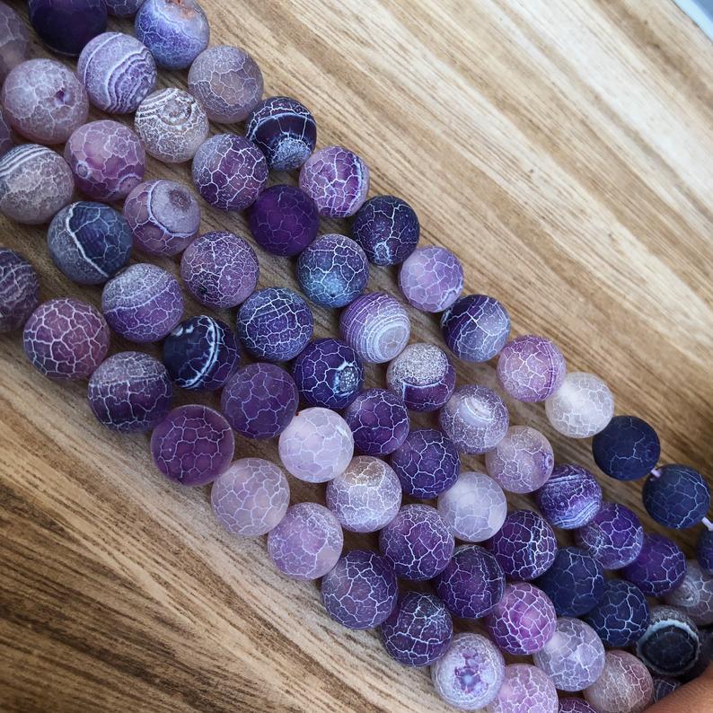 Natural Sand Purple Agate Round Shape Beads, Purple Agate 10 mm Beads
