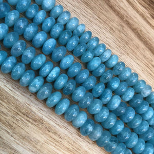 Natural Blue Lace Agate Beads, Agate 8 mm Stone Beads, Roundelle Agate Beads