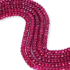 Natural Ruby Jade Beads, Roundelle Shape Beads, 8 mm Faceted Beads