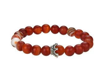 Natural Agate Beaded Bracelet With Metal, Agate 8 mm Round Beaded Bracelet