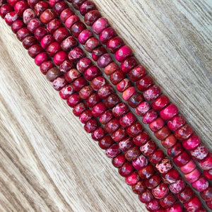 Natural Red Imperial Jasper Beads, Jasper 6 mm Gemstone Beads, Roundelle Shape Jasper Beads