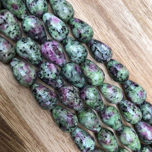 Natural Ruby Zoisite Drop Shape Beads, Ruby Zoisite 12x18 mm Smooth Beads