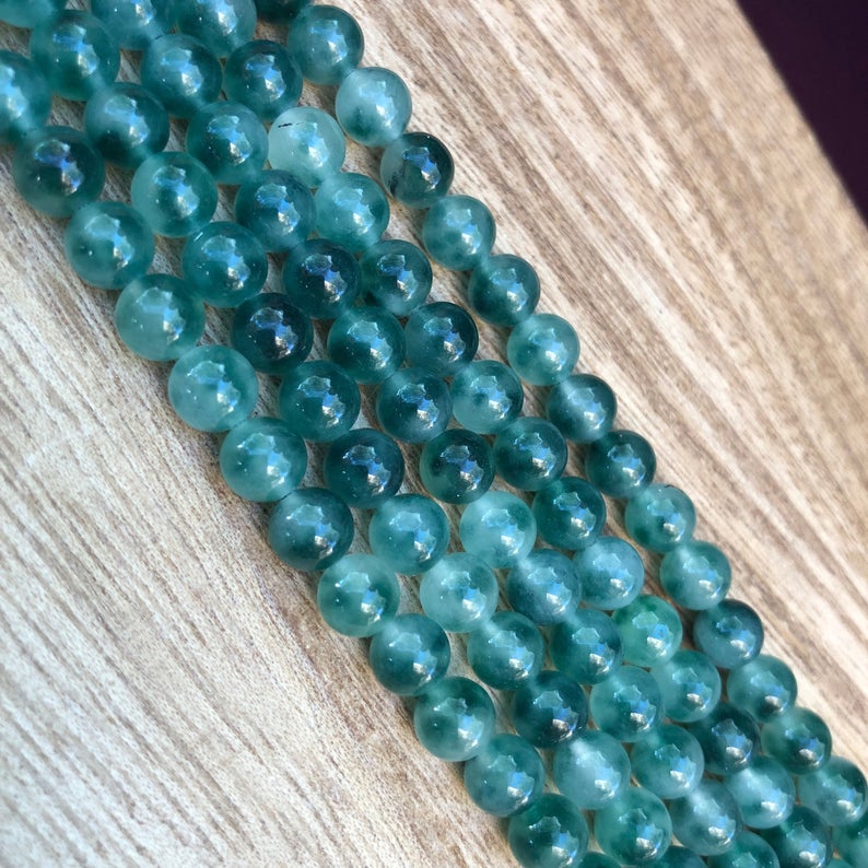 Natural Green Spotted Agate Beads, Agate 6 mm Smooth Beads, Round Shape Agate Beads