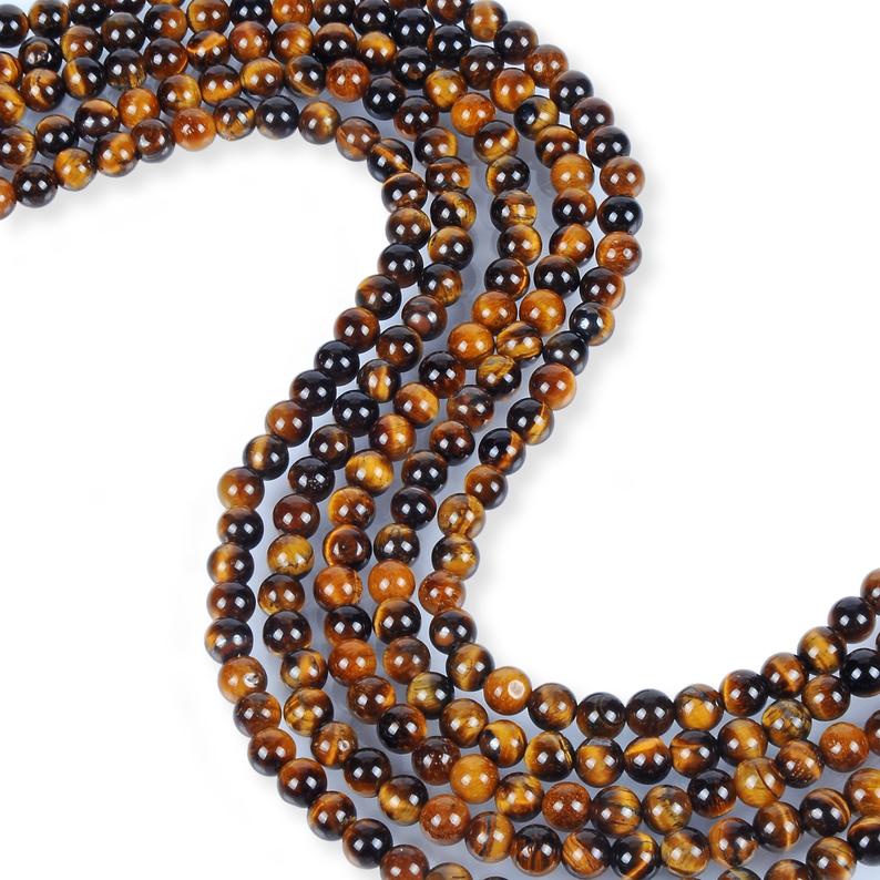 Natural Tiger Eye Beads, Round Shape Beads, Tiger Eye 6 mm Smooth Gemstone Beads