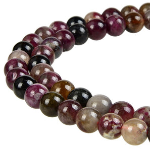 Natural Multi-Tourmaline Beads, Tourmaline 8 mm Round Beads