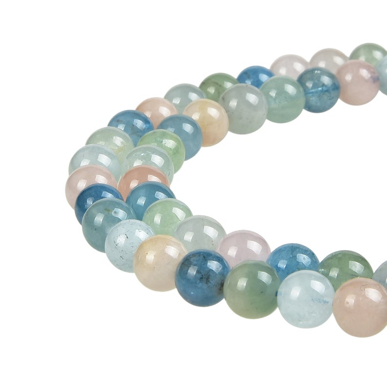 Natural Morganite Smooth Beads, Morganite Round Multi-Color 8 mm Beads