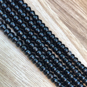 Natural Black Agate Beads, Roundelle Shape Beads, Agate 6 mm Stone Beads