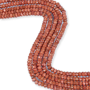 Natural Red Sunstone Beads, Faceted Sunstone Beads, Sunstone Roundelle 6 mm Beads
