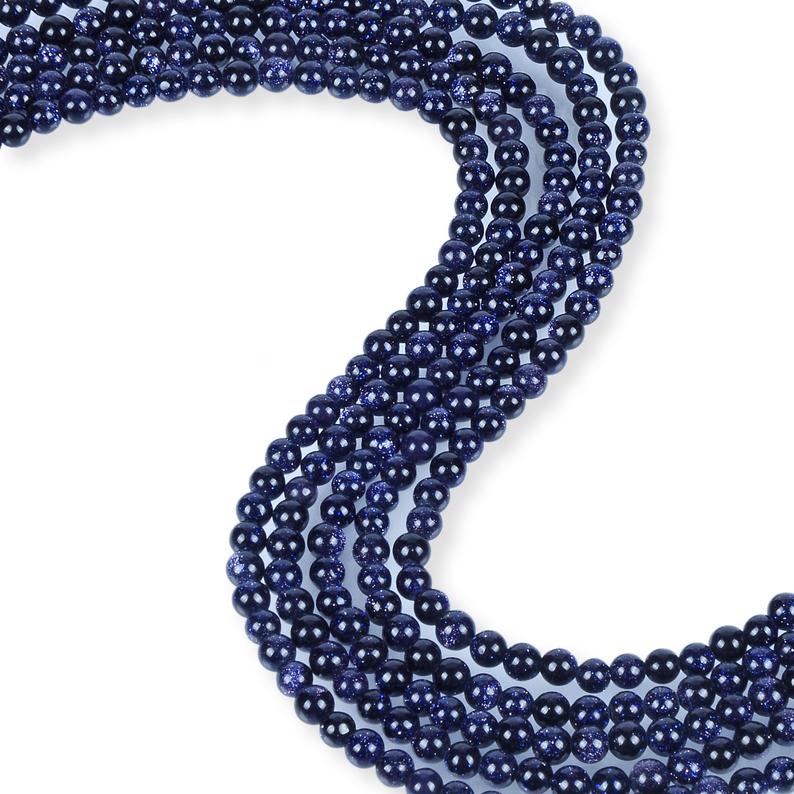 Natural Blue Sunsitara Beads, 6 mm Smooth Beads, Sunsitara Roundelle Shape Beads