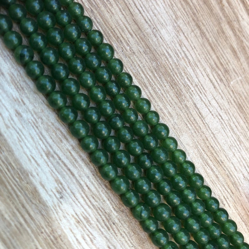 Natural Green Jasper Beads, Jasper Round Shape Beads, Smooth 4 mm Jasper Beads
