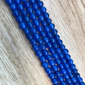 Natural Blue Agate Beads, Agate Round Shape Beads, 4 mm Agate Smooth Beads