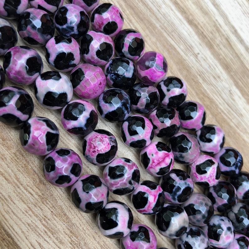 Natural Black And Pink Agate Beads, Agate 10 mm Round Shape Beads