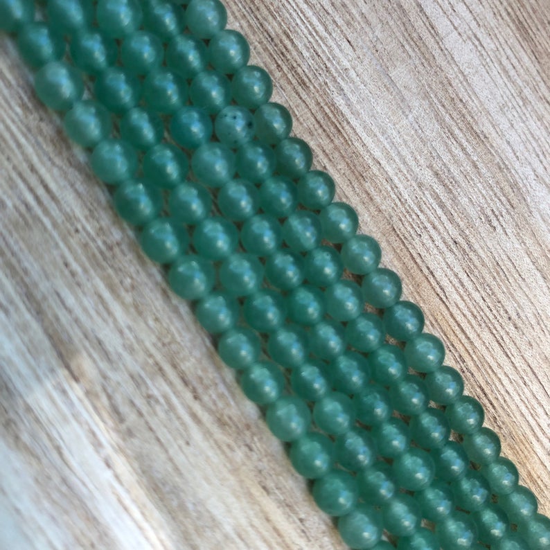 Natural Green Aventurine Beads, Aventurine 4 mm Beads, Round Shape Smooth Aventurine Beads