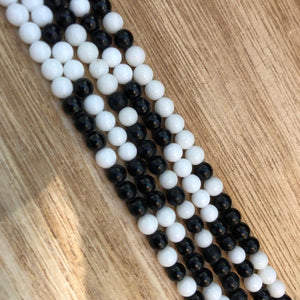 Natural Black and White Agate Beads, Agate Round Beads, 4 mm Smooth Agate Stone Beads