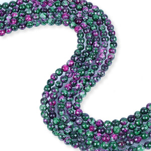 Natural Ruby Zoisite Beads, Faceted 6 mm Zoisite Beads, Round Shape Beads