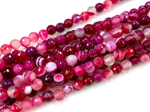 Natural Fuchsia Agate Beads / Faceted Round Shape Beads / Healing Energy Stone Beads / 6mm 2 Strand Gemstone Beads