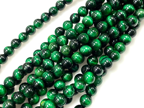 Natural Green Tiger Eye Beads / Healing Energy Stone Beads / Faceted Round Shape Beads / 6mm 2 Strand Gemstone Beads