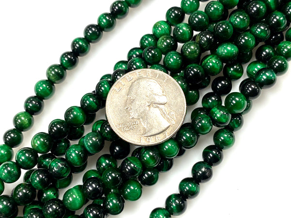 Natural Green Tiger Eye Beads / Healing Energy Stone Beads / Faceted Round Shape Beads / 6mm 2 Strand Gemstone Beads