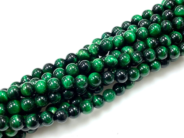 Natural Green Tiger Eye Beads / Healing Energy Stone Beads / Faceted Round Shape Beads / 6mm 2 Strand Gemstone Beads