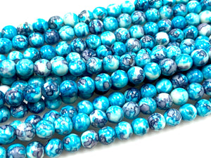 Natural Blue Rain Jasper Beads / Healing Energy Stone Beads / Faceted Round Shape Beads / 6mm 2 Strand Gemstone Beads