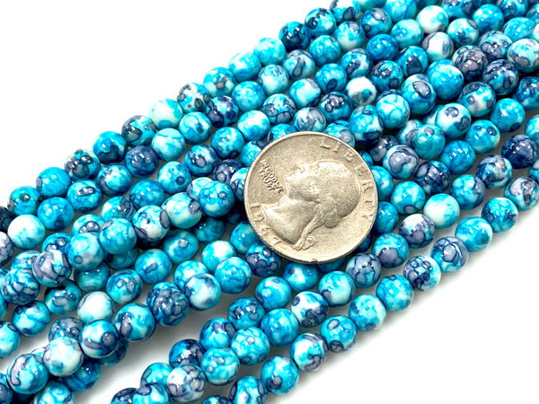 Natural Blue Rain Jasper Beads / Healing Energy Stone Beads / Faceted Round Shape Beads / 6mm 2 Strand Gemstone Beads