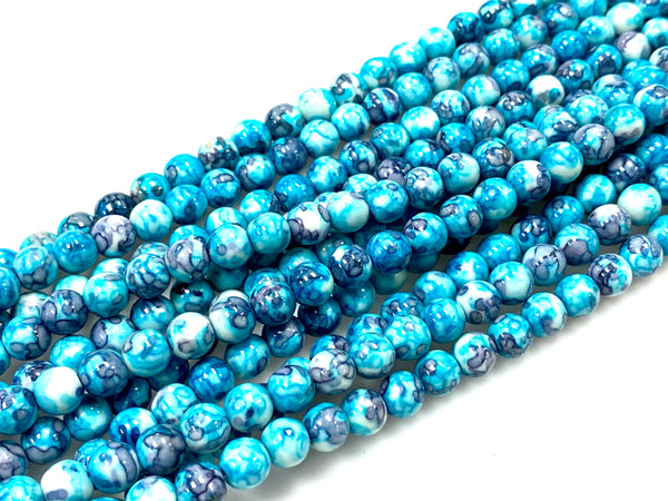 Natural Blue Rain Jasper Beads / Healing Energy Stone Beads / Faceted Round Shape Beads / 6mm 2 Strand Gemstone Beads