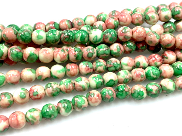 Natural Peach Rain Jasper Beads / Faceted Round Shape Beads / 6mm 2 Strand Gemstone Beads For DIY Jewelry Making / Healing Energy Stone Beads