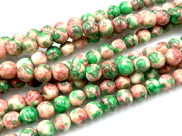 Natural Peach Rain Jasper Beads / Faceted Round Shape Beads / 6mm 2 Strand Gemstone Beads For DIY Jewelry Making / Healing Energy Stone Beads