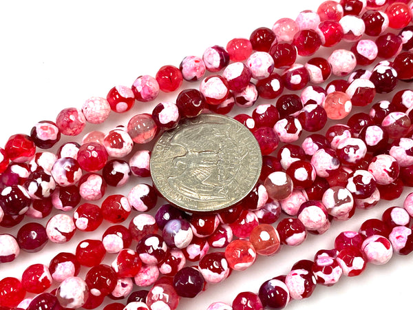 Natural Stripped Red Agate Beads / Healing Energy Stone Beads / Faceted Round Shape Beads / 6mm 2 Strand Gemstone Beads