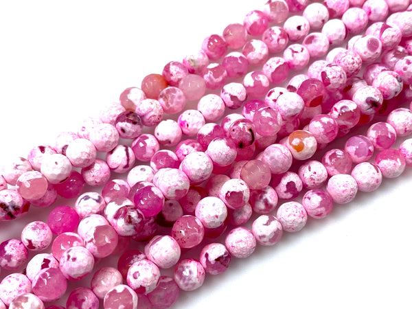 Natural Pink Agate Beads / Faceted Round Shape Beads / Healing Energy Stone Beads / 6mm 2 Strand Gemstone Beads