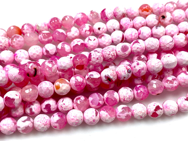 Natural Pink Agate Beads / Faceted Round Shape Beads / Healing Energy Stone Beads / 6mm 2 Strand Gemstone Beads