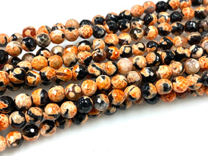 Natural Orange Agate Beads / Healing Energy Stone Beads / Faceted Round Shape Beads / 6mm 2 Strand Gemstone Beads