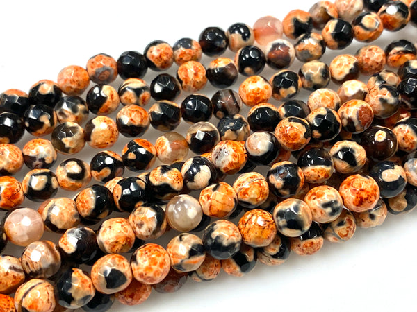 Natural Orange Agate Beads / Healing Energy Stone Beads / Faceted Round Shape Beads / 6mm 2 Strand Gemstone Beads