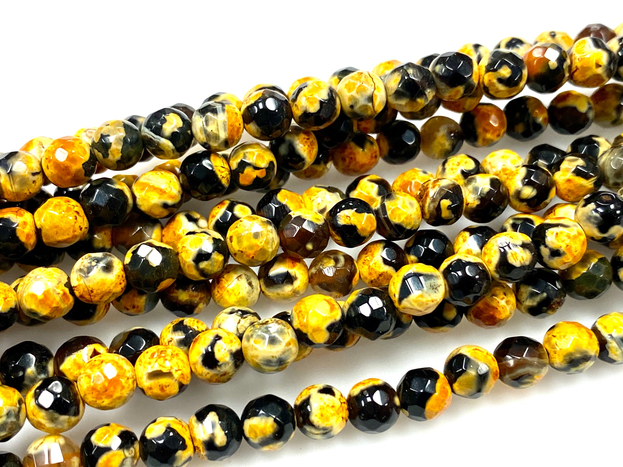 Natural Yellow Agate Beads / Faceted Round Shape Beads / Healing Energy Stone Beads / 6mm 2 Strand Gemstone Beads