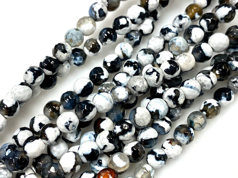 Natural Black White Agate Beads / Smooth Round Shape Beads / Healing Energy Stone Beads / 6mm 2 Strand Gemstone Beads